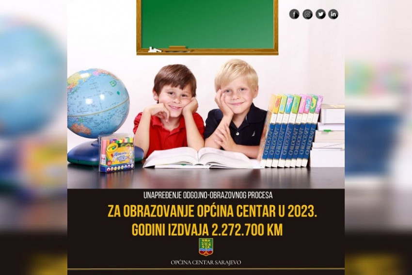 Za Obrazovanje Općina Centar U 2023. Godini Izdvaja 2.272.700 KM ...