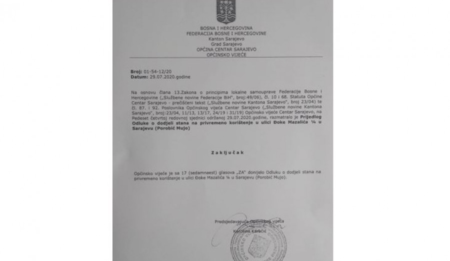 Mujo Porobić odbio zamjenski stan koji mu je dodijelila Općina