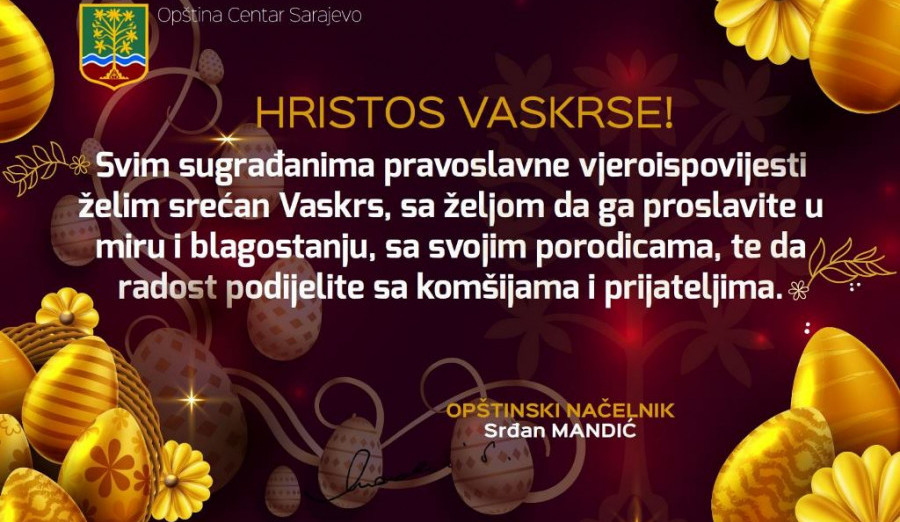 Načelnik Mandić čestitao Vaskrs 