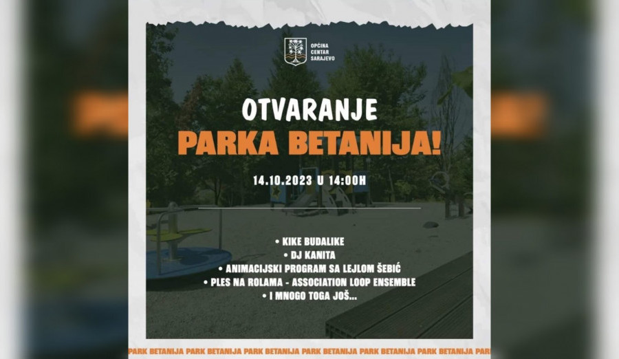Sutra otvaranje Gradskog parka Jezero – Betanija