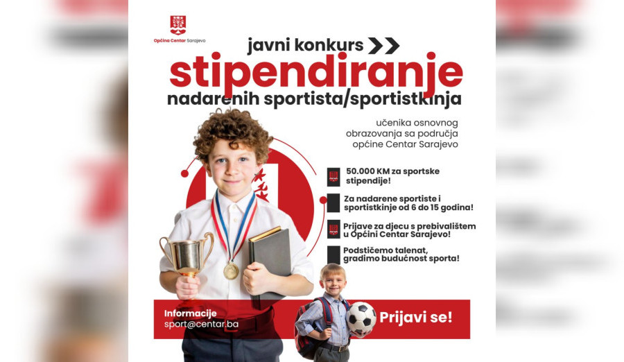 Javni konkurs za stipendiranje nadarenih mladih sportista