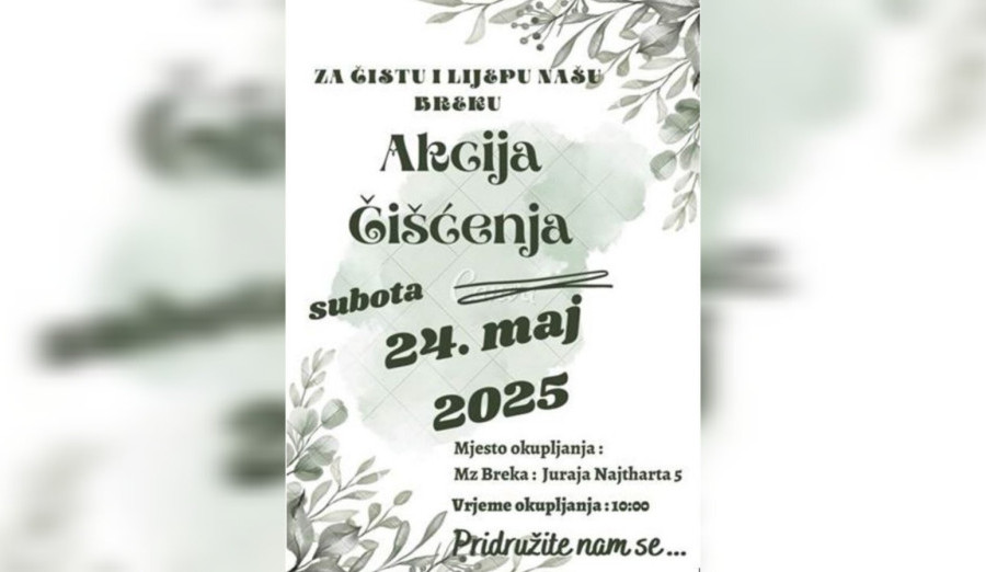 U subotu akcija čišćenja područja MZ „Breka“