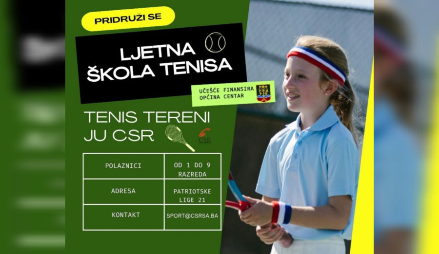 U ponedjeljak počinje besplatna ljetna škola tenisa za osnovce