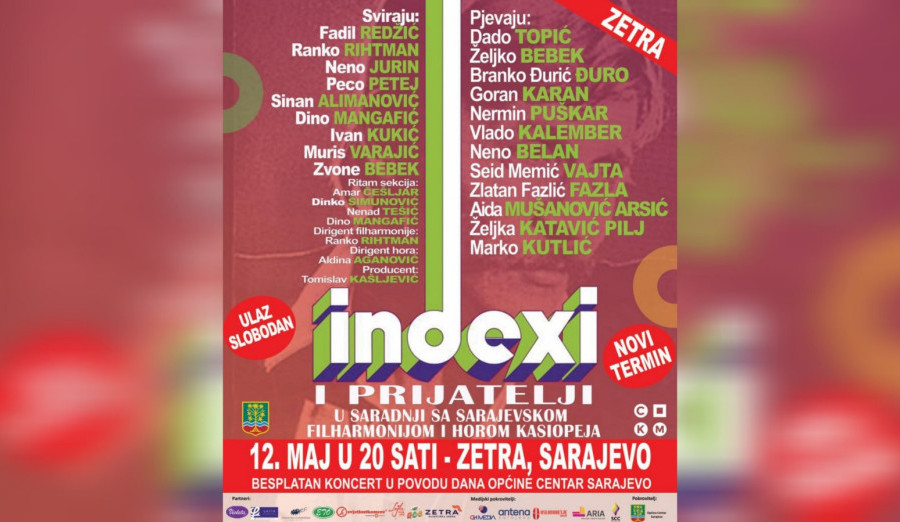 Besplatni koncert „Indexi i prijatelji“ u dvorani Zetra