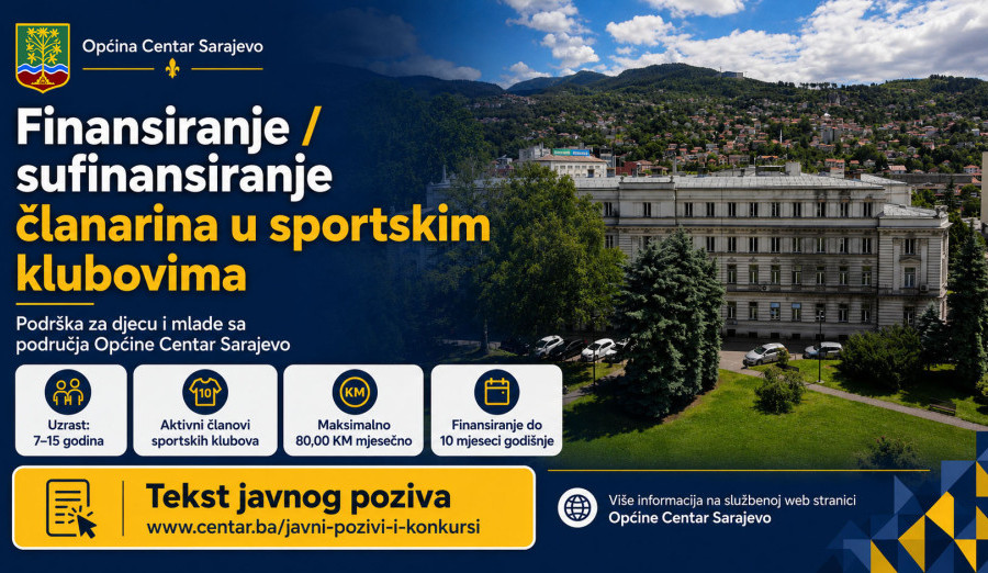 Objavljen javni poziv za finansiranje/sufinansiranje članarina u klubovima