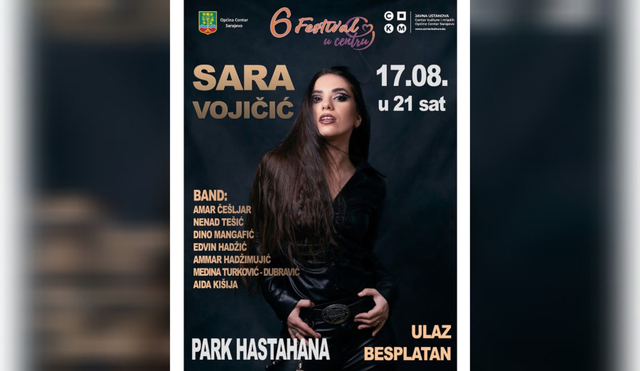 Večeras koncert Sare Vojičić u parku Hastahana